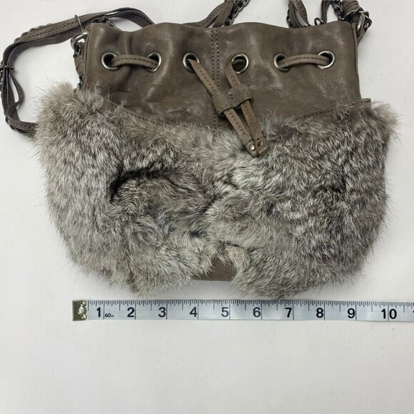 OLIVIA HARRIS Baby Ball Fur Drawstring Shoulder Bag with Chain Strap - Picture 11 of 13